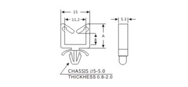 Floor plan: length, height and width data;CHASSIS 5-5.0;THICKHESS 0.8-2.0